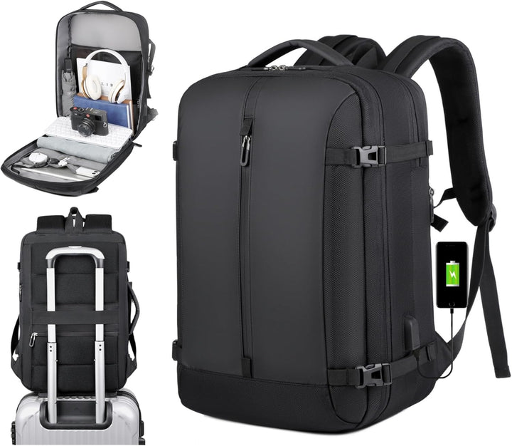 40L Utvidbar Vanntett Reiseryggsekk med USB-port og 17” Laptop-futteral – AirVoyage | Skanto
