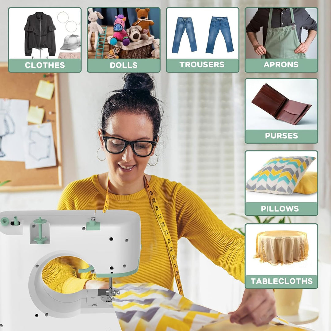 Skanto | Bærbar symaskin med 12 sting og forlengelsesbord – StitchPro