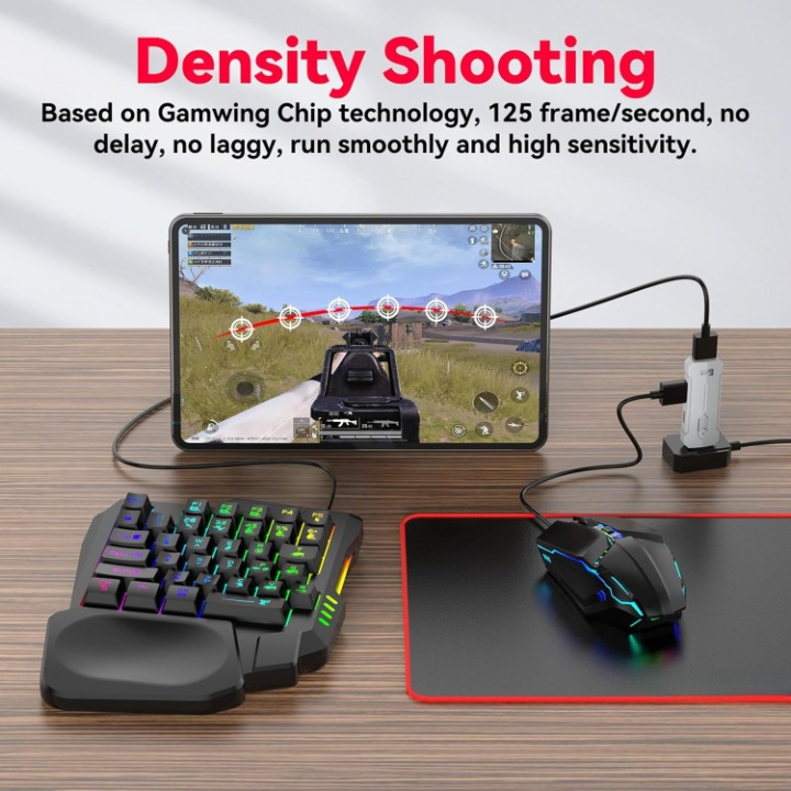 Skanto | RGB Gaming Tastatur og Mus Combo – Ergonomisk Kontroller Adapter Sett – Zyvorn