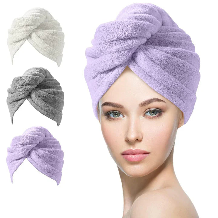 Skanto | Mikrofiber Hårhåndkle Sett | 3 Pakke for Rask Tørking