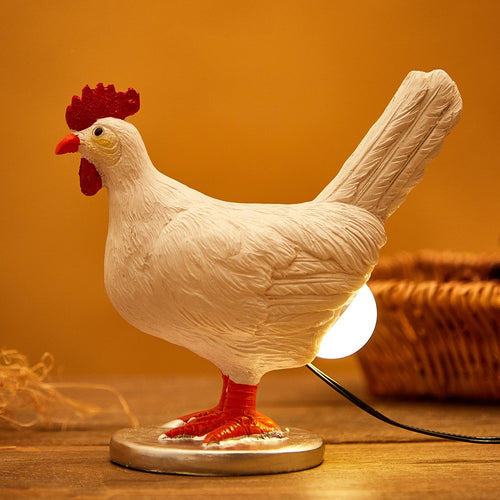 Skanto | Oriamde Kyllingegg Lampe Morsom Livaktig Harpiks Nattlys - Kyllingen Legger Et Glødende Egg Gave Hjemmedekorasjon (Bronse)