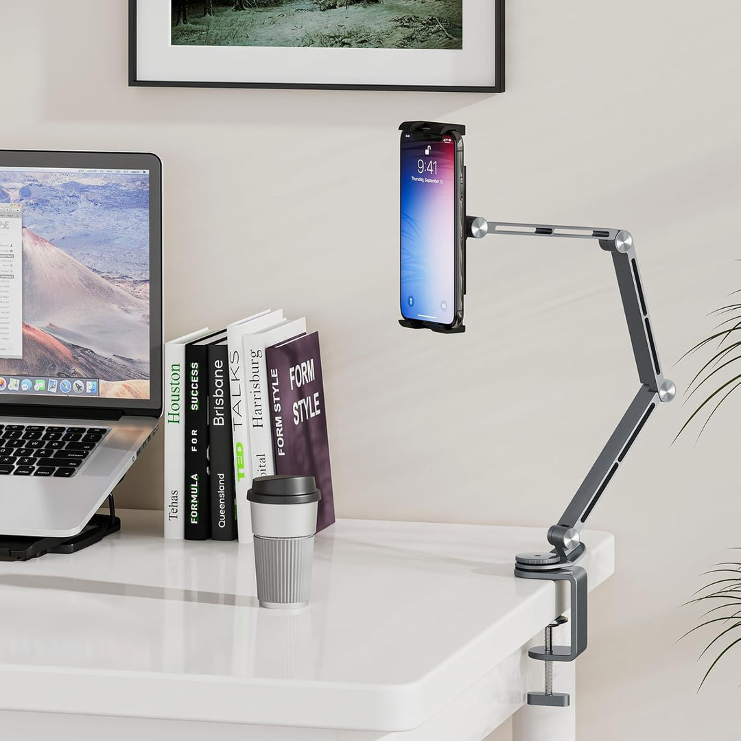 Skanto | Justerbart Aluminium Tablet Bordstativ med 360° Rotasjon – Movaro