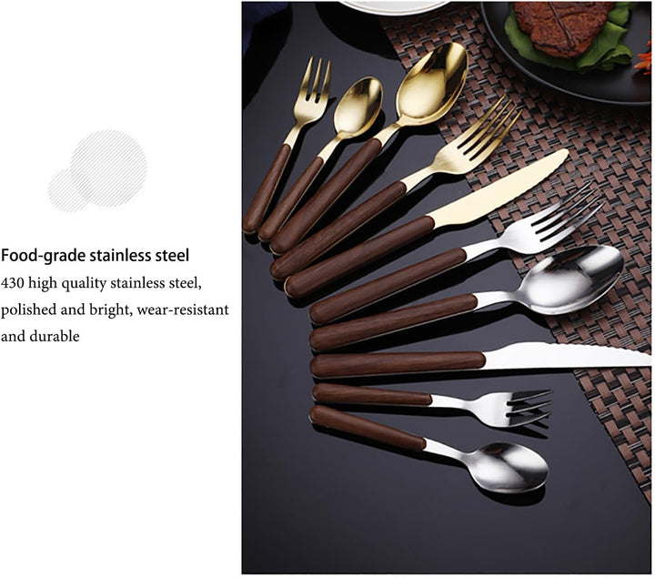 Skanto | Stål Flatware Set med Trehåndtak