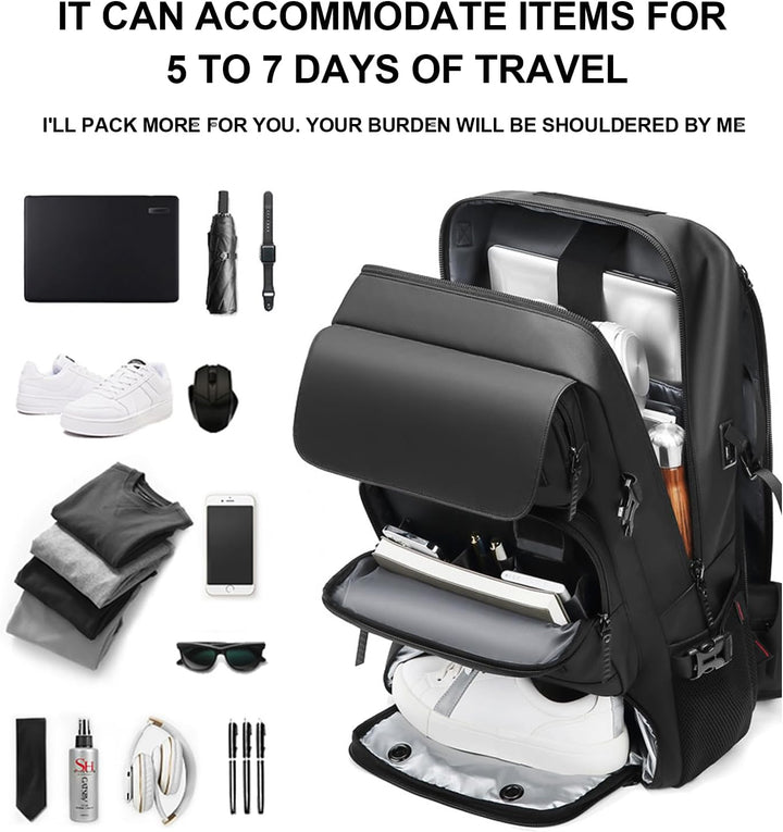 50L Vanntett reise ryggsekk med skomerke og USB-port | Skanto