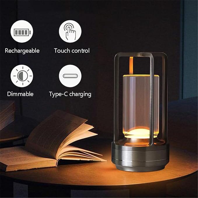 Skanto | Trådløs Lantern Lampe med Krystallskjerm
