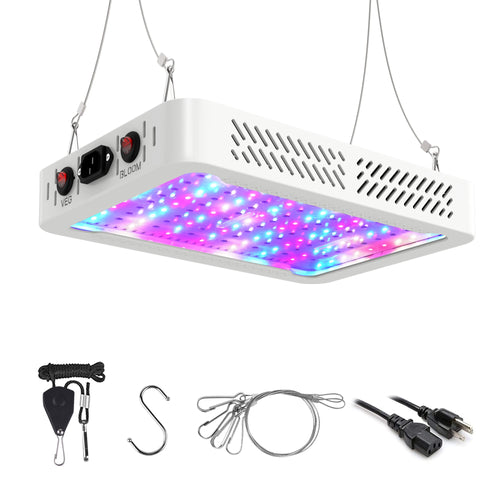 Skanto | Beelux 1000W Led Vekstlys For Innendørs Planter Full Spektrum Oppgradering Dobbelbryter & Dobbeltbrikke Daisy Chain Plante Vekstlys For Frøstart Vekst Og Blomstring Drivhus (Faktisk Effekt 110W)