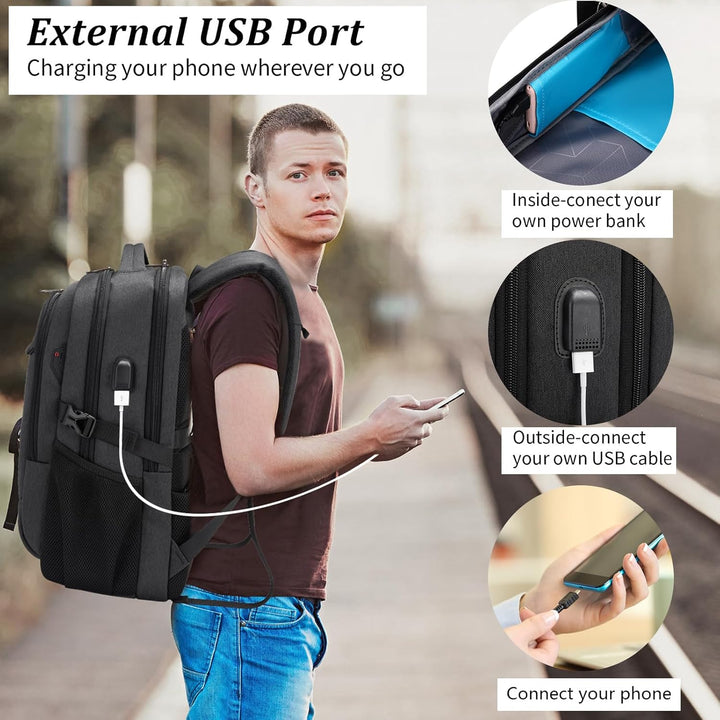 Vanntett reise laptop ryggsekk med USB-port og organisert lagring | Skanto
