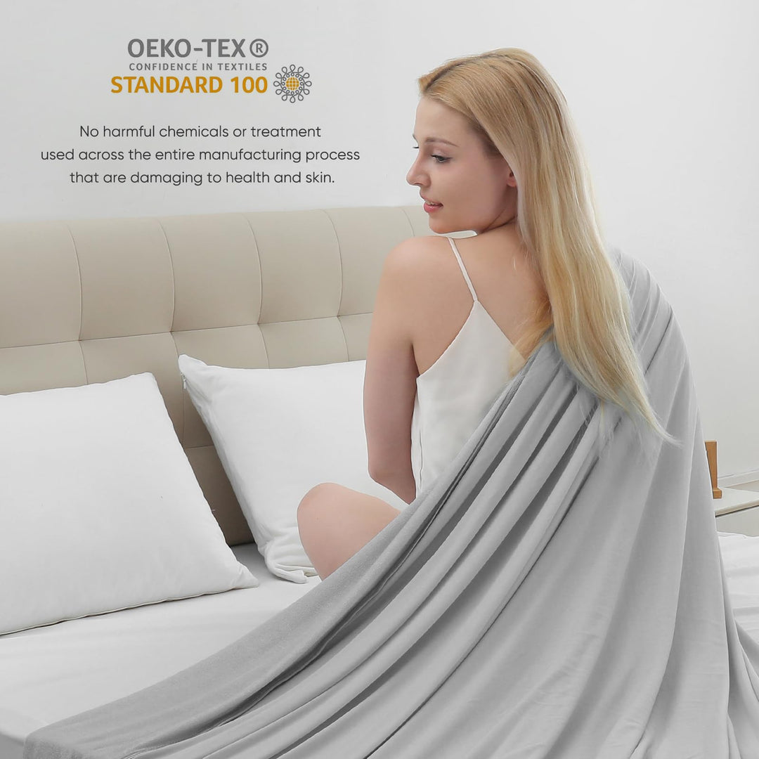 Kjøleteppe – Q-Max>0.5, Lett Bambusfiber, Pustende & Myk, All-Season Kjølig Komfort | Skanto