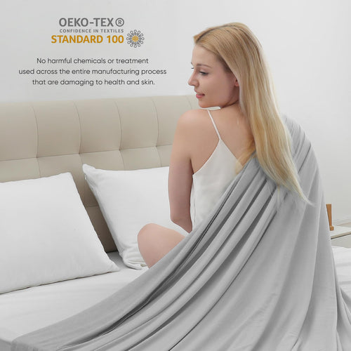 Kjøleteppe – Q-Max>0.5, Lett Bambusfiber, Pustende & Myk, All-Season Kjølig Komfort | Skanto