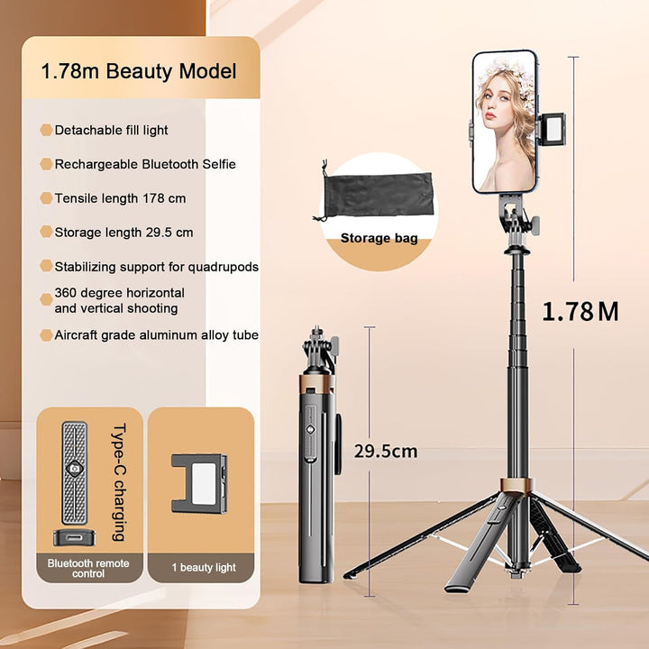 Skanto | 70" Sammenleggbar Bluetooth Quad-Pod Selfie Stativ