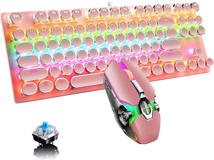 Mechanische Gaming-Tastatur med 87 Tasten, RGB-Hintergrundbeleuchtung og blauen Schaltern