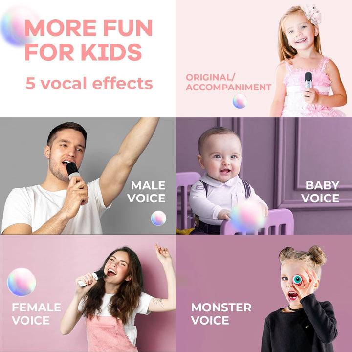 Skanto | Bærbar Mini Karaoke-maskin med Bluetooth-høyttaler og 2 trådløse mikrofoner – Veylo