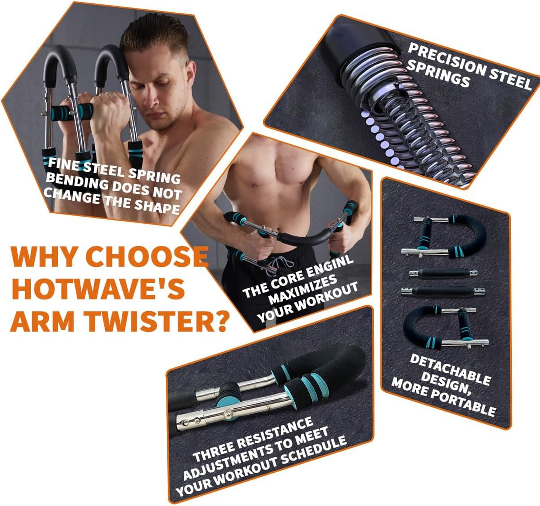Skanto | Twister Arm Trening Maskin – Justerbar Fjær Treningsstang for Overkropp Styrketrening