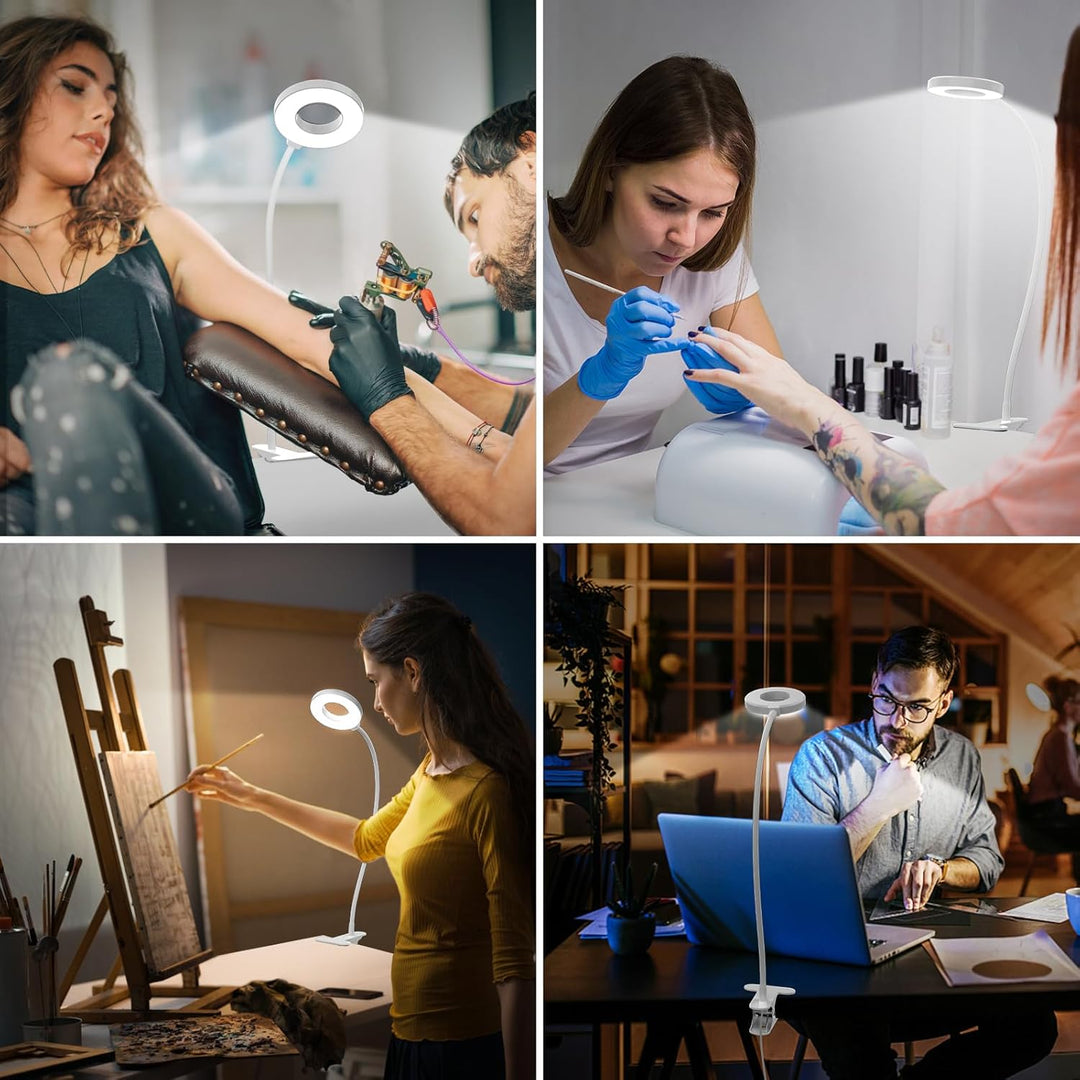 Skanto | 3 Farge Modus LED Skrivebord Klem Lampe med & Fleksibel Gås Nakke – Selvara (1+1 GRATIS)