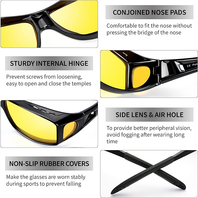 Skanto | Jeremy Night Vision Polaroid Kjøreglass – Anti-refleksjonsglass for Sikker Nattkjøring