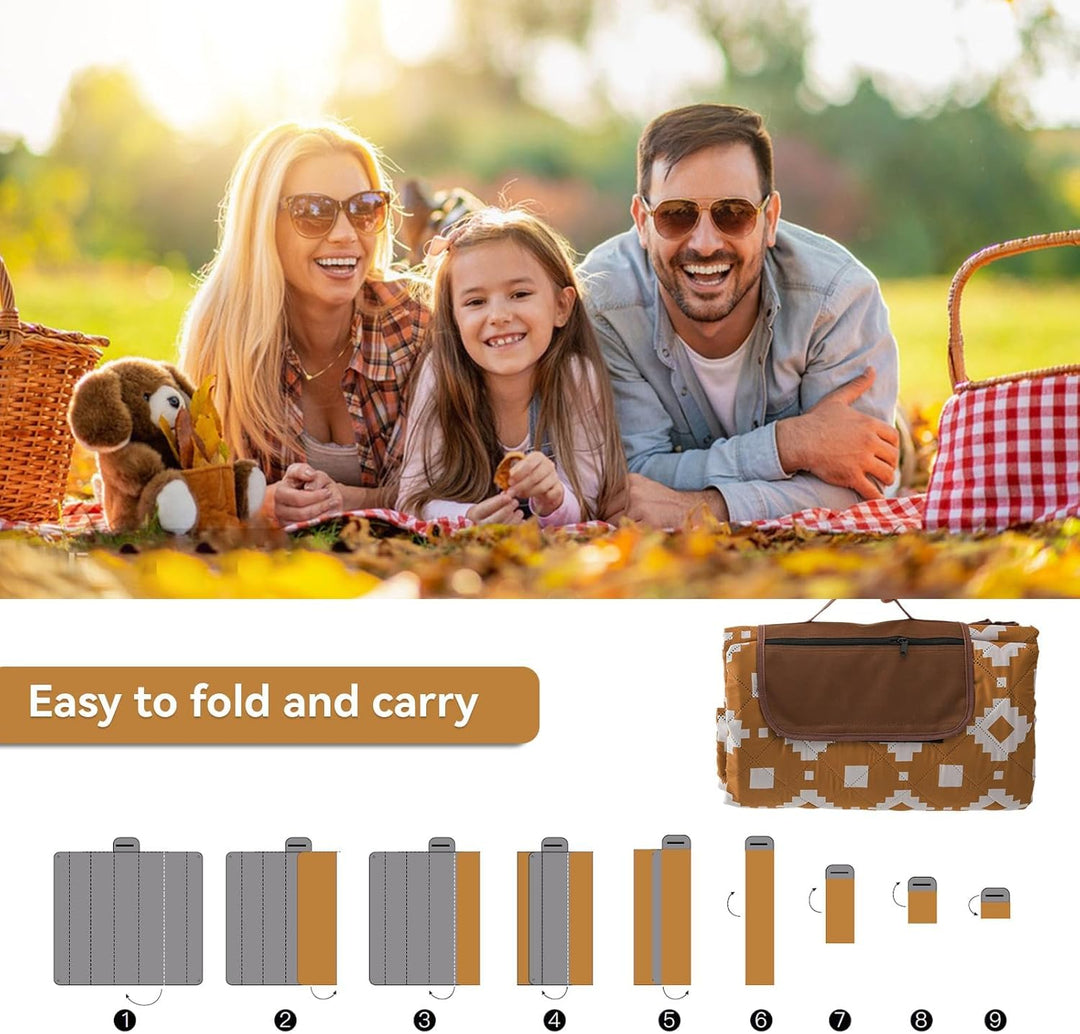 Skanto | Ekstra stor vanntett piknikteppe 200 × 200 cm med 3 lag – MeadowRest