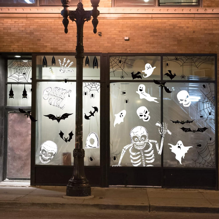 140PCS Halloween Vindu Klistermerker Dekor - Dobbeltsidige Avtakbare Klistremerker For Innendørs Halloween Fest Dekorasjoner Skanto