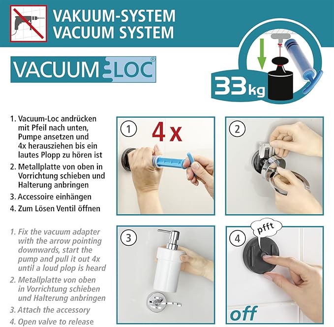 Skanto | Vacuum-Loc Veggkroker Duo Capri – Borløs & Sterk Veggmontering for Bad & Kjøkken