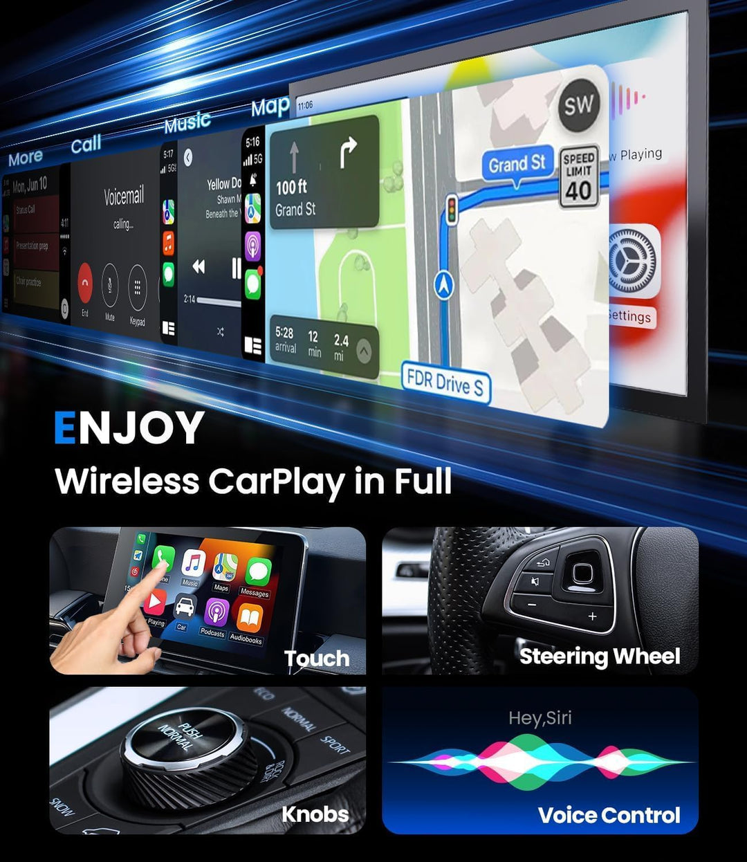 Skanto | Mini trådløs CarPlay-adapter med dual-band tilkobling og kompakt design – Novaro