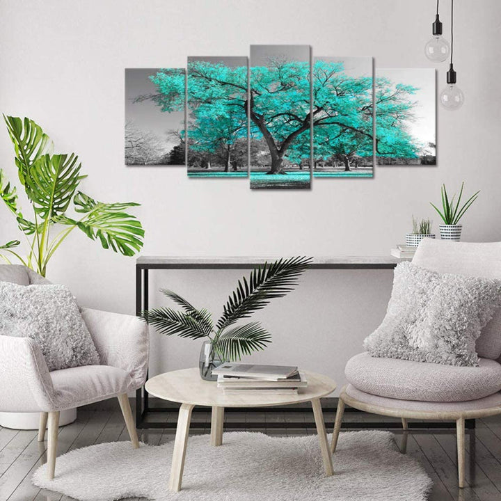 5-Piece Teal Green Canvas Wall Art Painting | Skanto