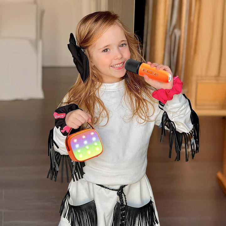 Skanto | Bærbar Mini Karaoke-maskin med Bluetooth-høyttaler og 2 trådløse mikrofoner – Veylo