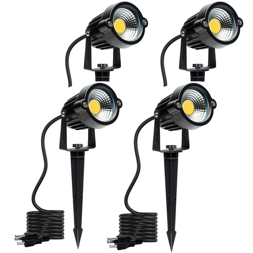 Skanto | Varm Hvit Spot Lys, Led Landskapsbelysning 5W 3000K Utendørs Spotlys Hage Spot Lys Med Spikerstativ Vanntett Spotlight For Hage Hjem Gressplen Dekorasjon Us 3-Stikk (4 Lys)