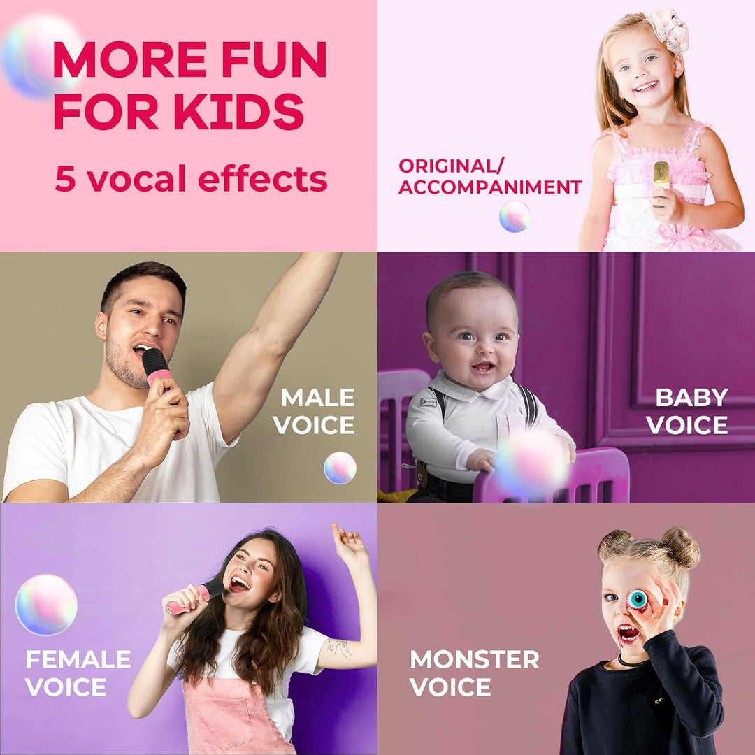 Skanto | Bærbar Mini Karaoke-maskin med Bluetooth-høyttaler og 2 trådløse mikrofoner – Veylo