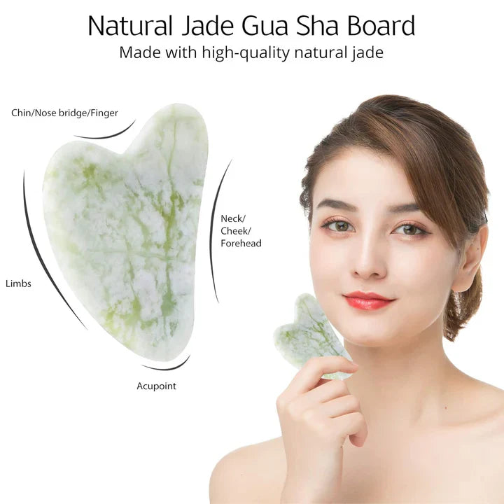 Skanto | Instant Glow Gua Sha & Jade Roller Set | For strålende hud og naturlig avslapning