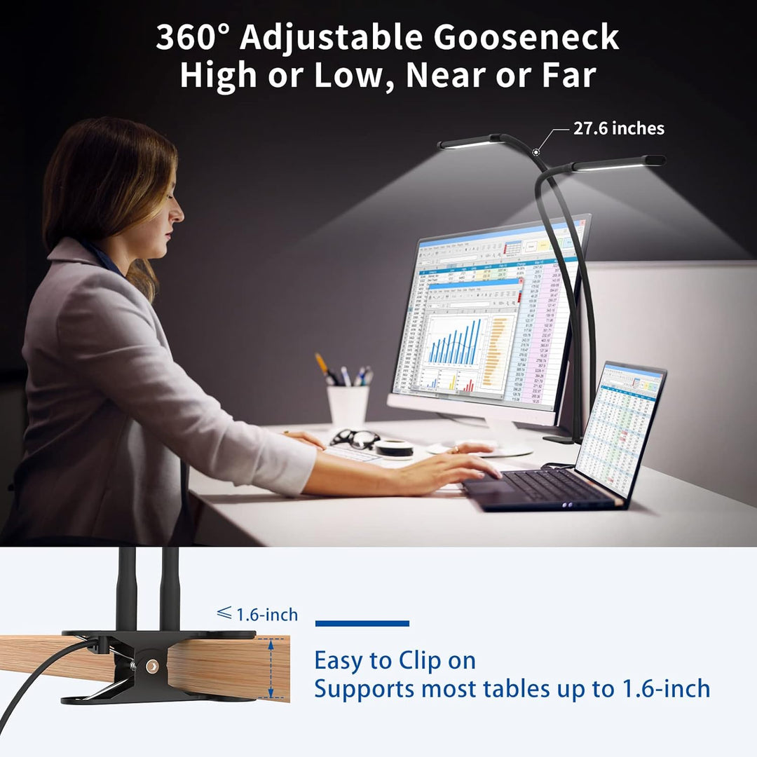 Frendorf | 77 LED skrivebordsklemme lampe med 70 cm fleksibel gåseneck – Ravien