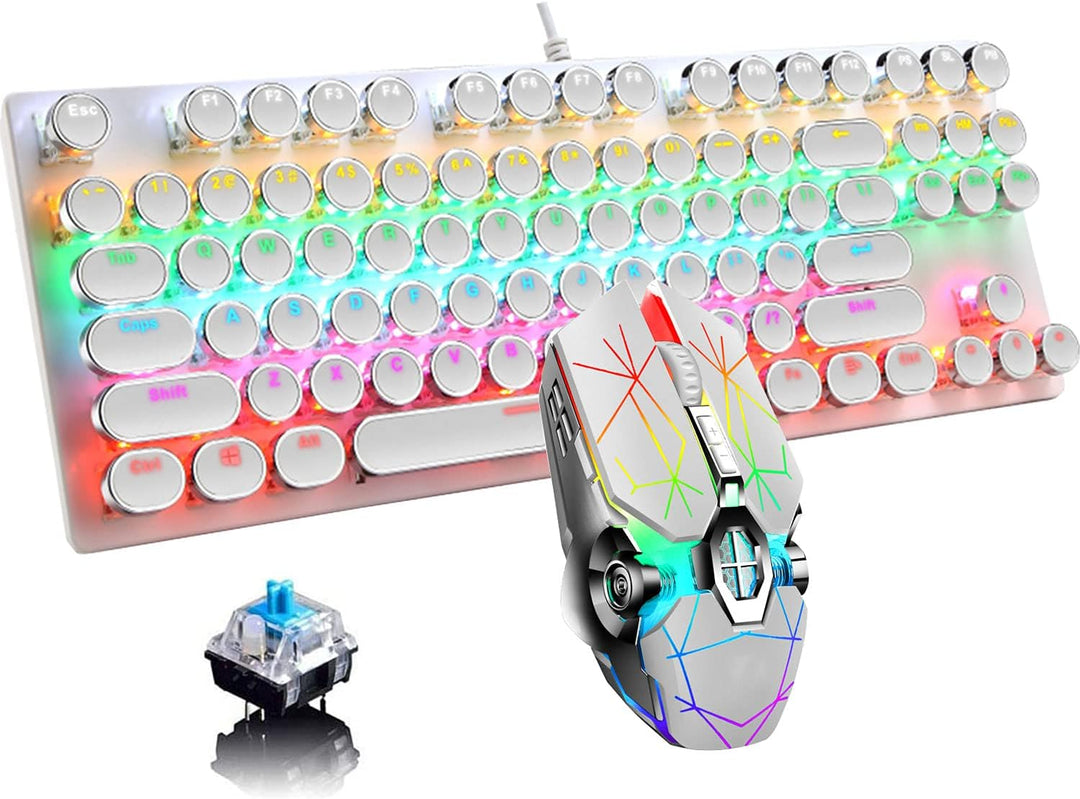 Mechanische Gaming-Tastatur med 87 Tasten, RGB-Hintergrundbeleuchtung og blauen Schaltern