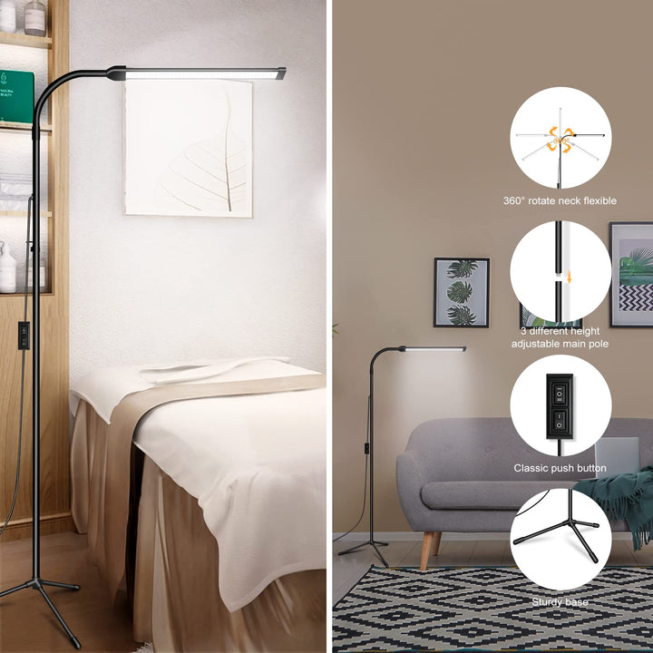 Skanto | Jcotton Justerbar Gåsehals Led Gulvlampe For Vipper Extensions & Makeup - Svart 01