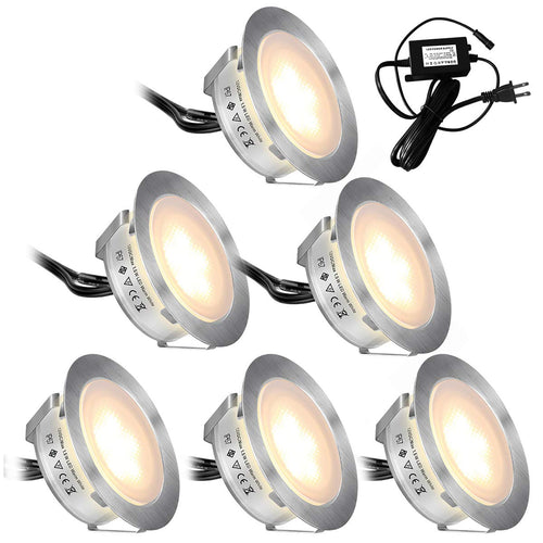 Skanto | Smy Lighting 6-Pack Led Deck Lights, Vanntett Ip67, Varm Hvit, Rustfritt Stål, Lav Spenning