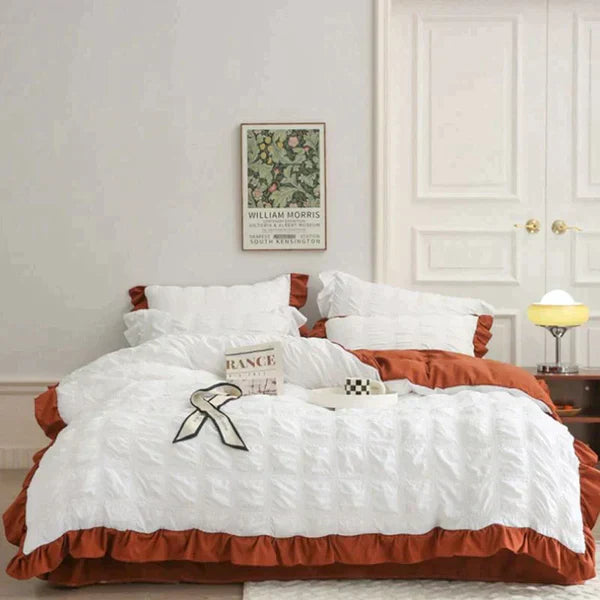 Icy Seersucker Sommer Kjøl Quilt Blonde 4-delt Sett | Skanto