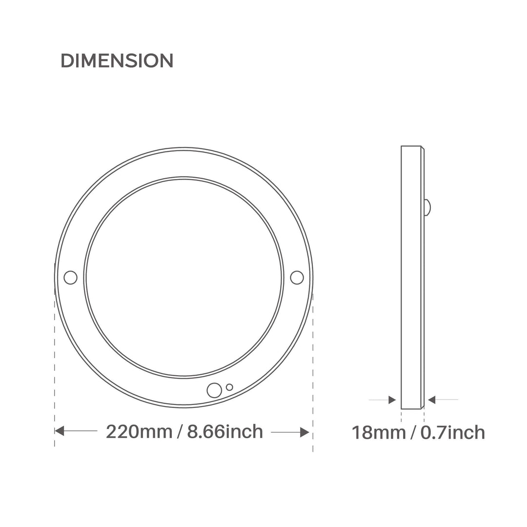 Skanto | Sincelight Pir Led Bevegelsessensor Taklampe, 18W Ultrathin, Varm Hvit, Skumringslys