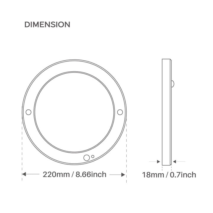 Skanto | Sincelight Pir Led Bevegelsessensor Taklampe, 18W Ultrathin, Varm Hvit, Skumringslys