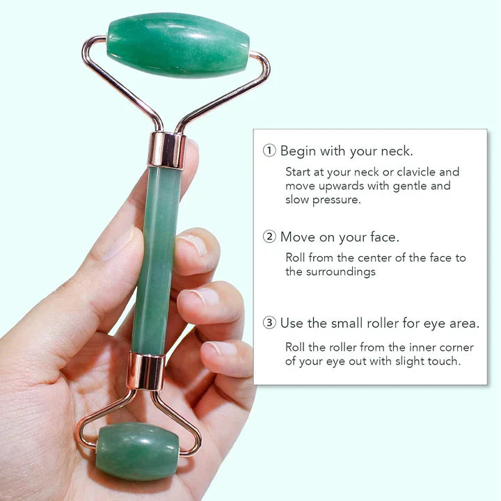 Skanto | Instant Glow Gua Sha & Jade Roller Set | For strålende hud og naturlig avslapning