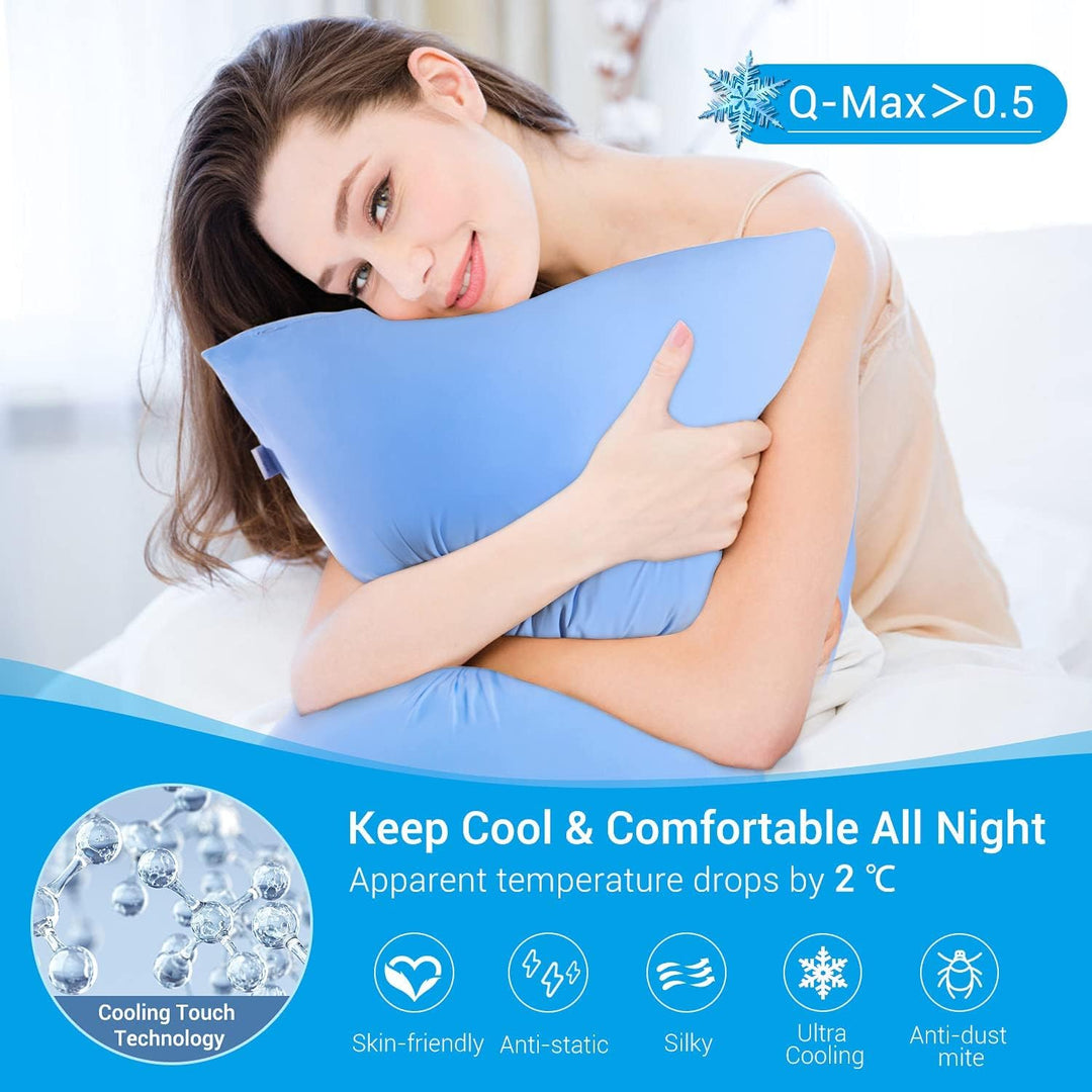 2-Pack Premium Silky Super Cooling Blue Pillowcases – Extreme Q-Max 0.5 | Skanto