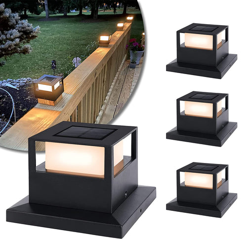 Skanto | Viewsun Solcelle Postlys 4 Pakke - Vanntette Led Hekkslys For 4X4, 5X5, 6X