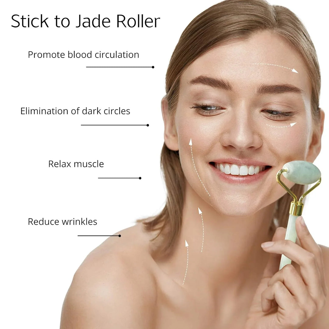 Skanto | Instant Glow Gua Sha & Jade Roller Set | For strålende hud og naturlig avslapning