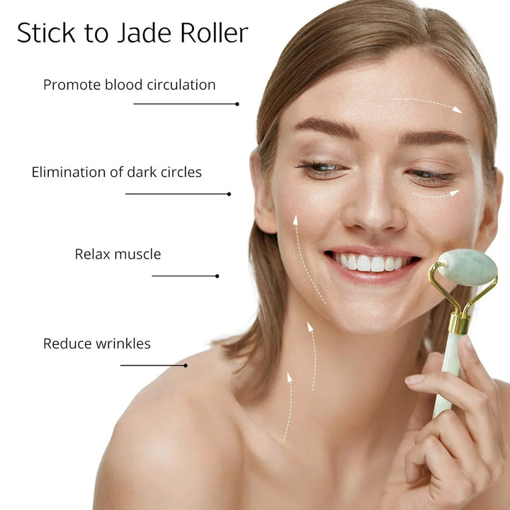 Skanto | Instant Glow Gua Sha & Jade Roller Set | For strålende hud og naturlig avslapning