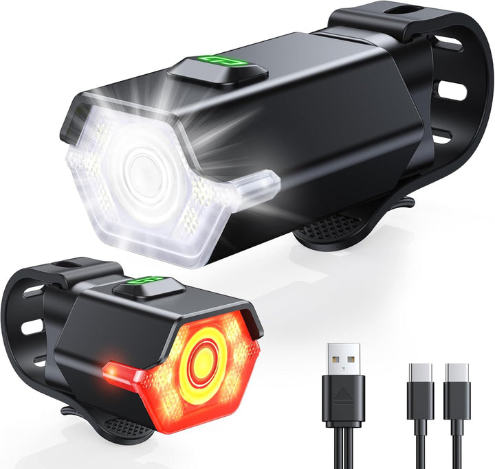 Skanto | Oppladbart sykkellyssett med 3+6 moduser og sidelys – RoadBeam