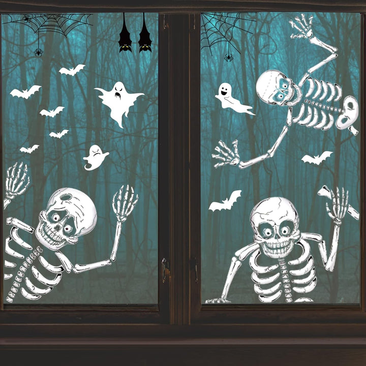 140PCS Halloween Vindu Klistermerker Dekor - Dobbeltsidige Avtakbare Klistremerker For Innendørs Halloween Fest Dekorasjoner Skanto