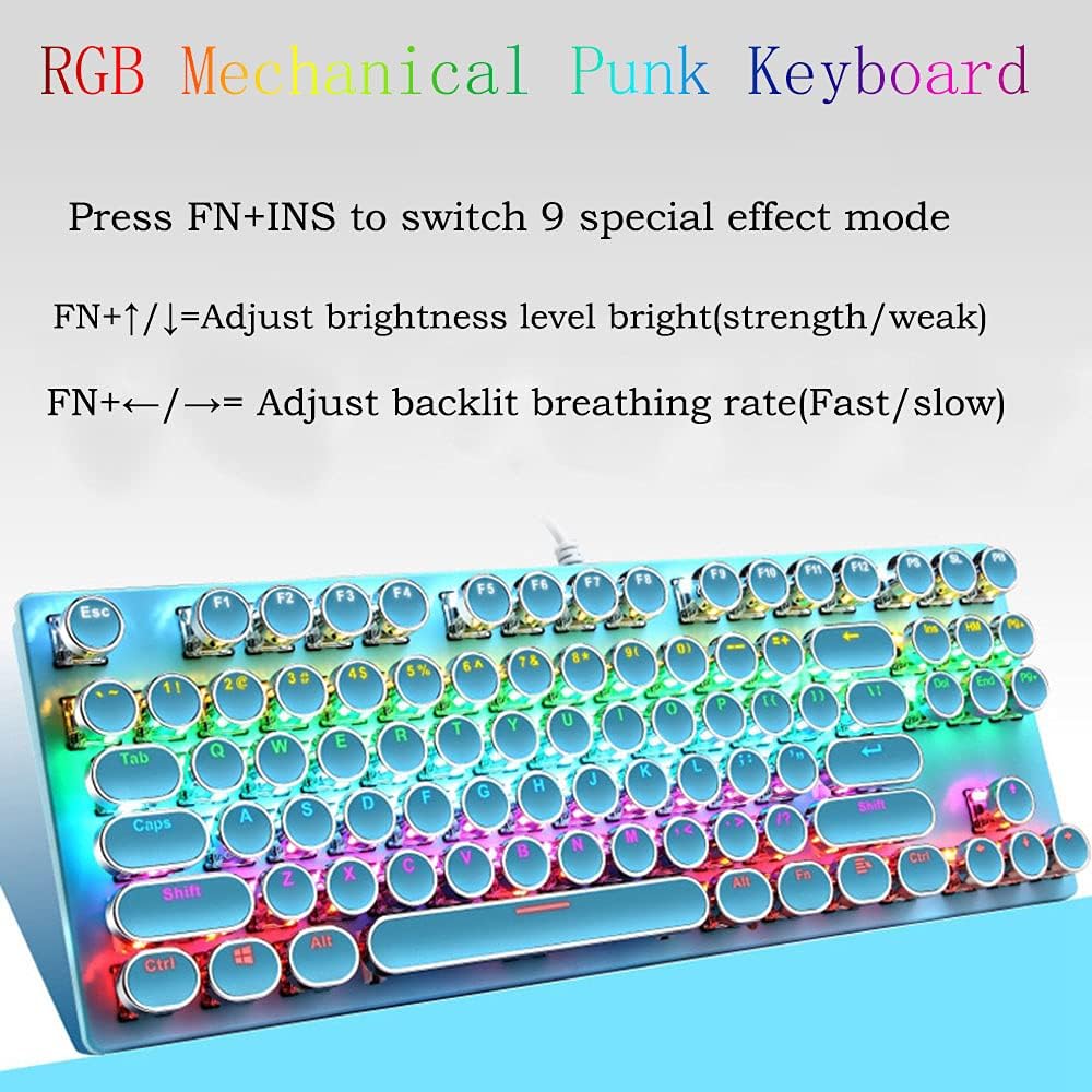 Skanto | 87-Tast Mekanisk Gaming Tastatur RGB Bakgrunnsbelyst Blå Bryter