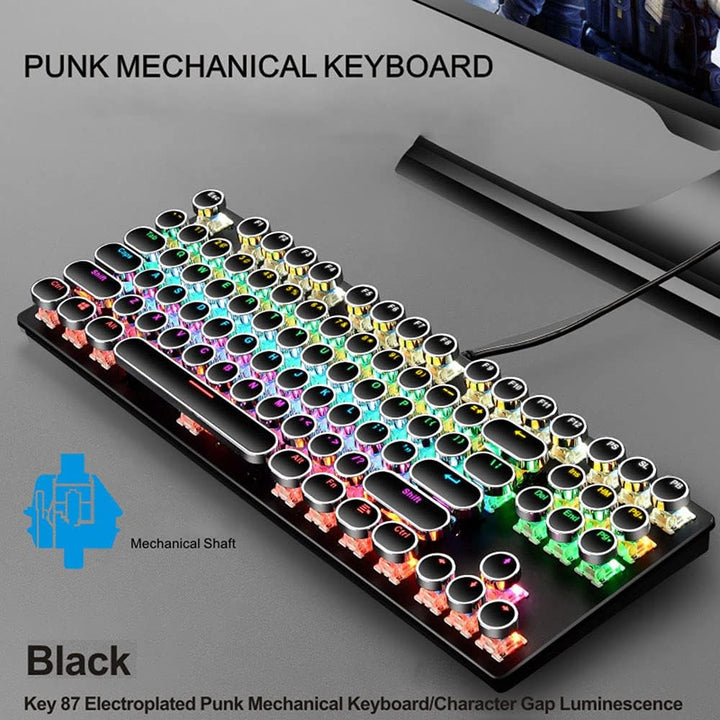Mechanische Gaming-Tastatur med 87 Tasten, RGB-Hintergrundbeleuchtung og blauen Schaltern