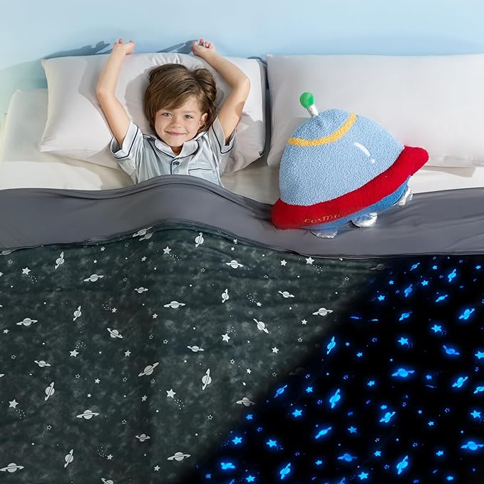 Glow-in-the-Dark Kjøleteppe For Barn– Q-Max > 0.5, Dobbeltsidig Farge Svart | Skanto