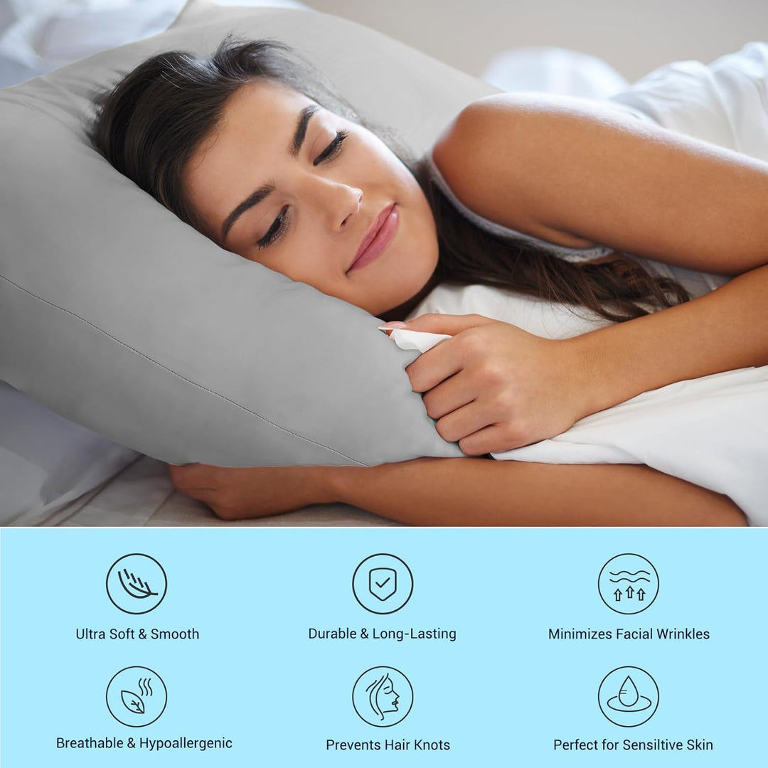 2-Pack Kjølepillowcases – Q-Max >0.5 , Anti-Statisk, Skult Glidelås,, Farge Grå | Skanto