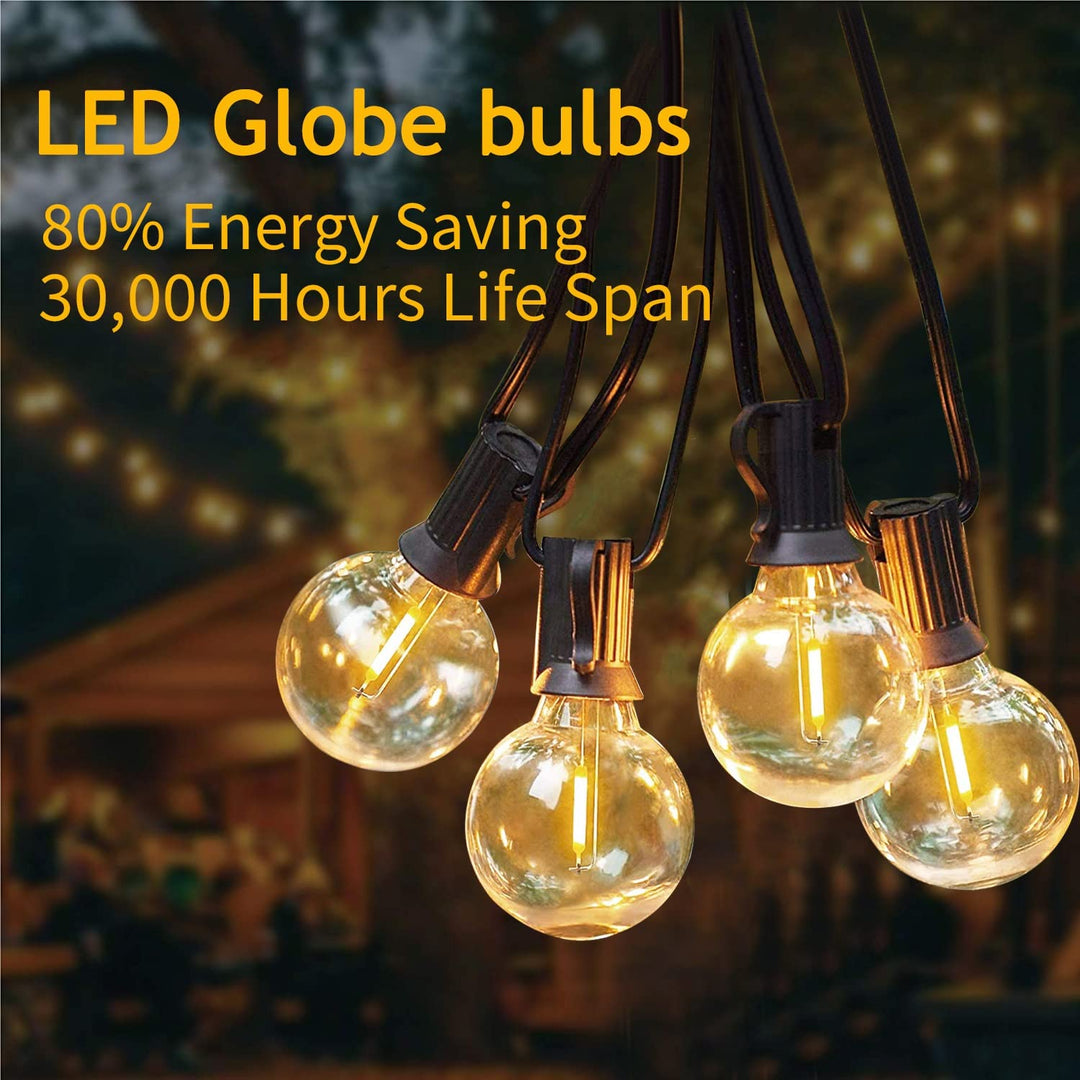 Skanto | Abeja 25Ft Led Utendørs Lyskæde - G40 Globe, 25 Shatterproof Pærer, Vanntett Svart Ledning