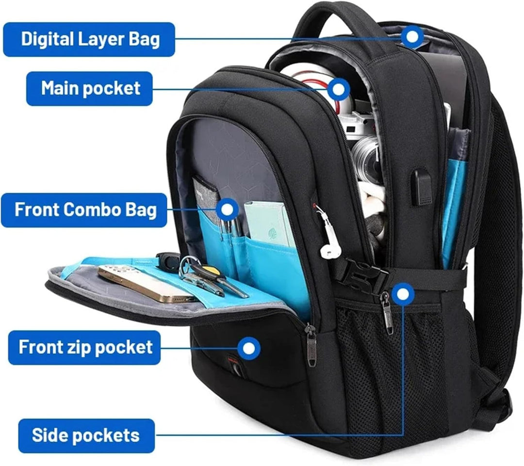 Vannavstøtende laptop- og reise-ryggsekk med organiserte rom | Skanto