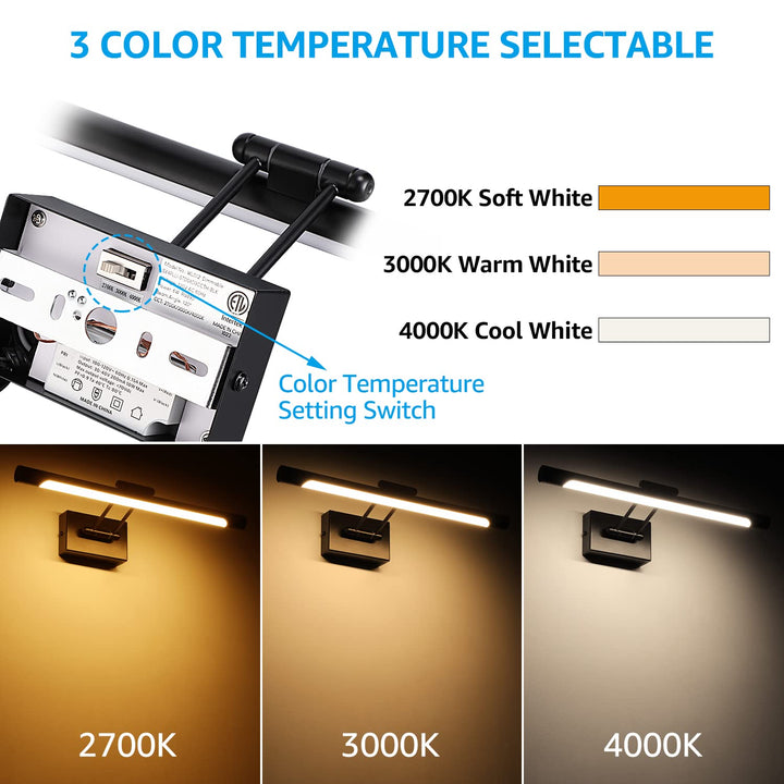 Skanto | Leonlite Dimbar Led Bilderlys, 3Cct, Cri90, Metall, Veggkunst, Svart, Et