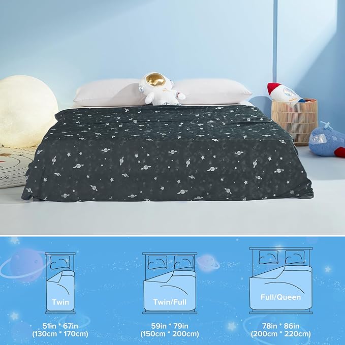 Glow-in-the-Dark Kjøleteppe For Barn– Q-Max > 0.5, Dobbeltsidig Farge Svart | Skanto
